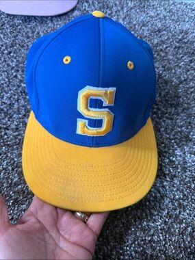 Blue and Yellow Baseball Cap with S Patch